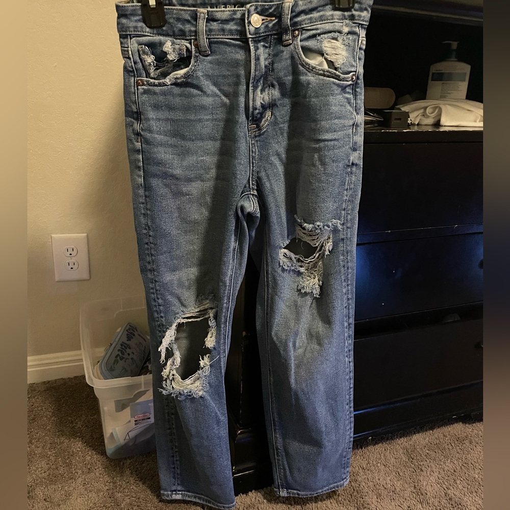 These are American eagle jeans and comfy for everyday wear!